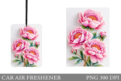 Floral Car Air Freshener. Peony Car Air Freshener Design Product Image 1