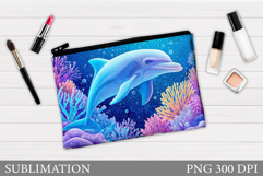 Dolphin Makeup Bag Design. Dolphin Cosmetics Bag Sublimation Product Image 1