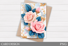 Roses Card Printable. Floral Card Design Product Image 1
