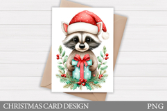 Christmas Raccoon Card Design. Christmas Card Printable Product Image 1