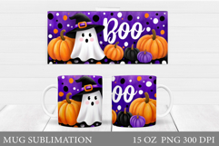 Cute Ghost Mug Design. Halloween Mug Sublimation Product Image 1