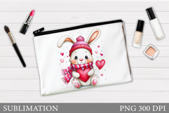 Valentines Bunny Cosmetics Bag. Valentines Makeup Bag Design Product Image 1