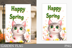 Spring Cat Garden Flag Design. Spring Cat Sublimation Product Image 1