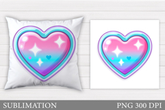 Iridescent Heart Pillow Design. Valentines Sublimation Product Image 1