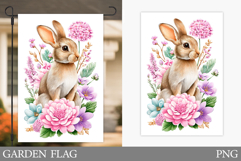 Summer Bunny Garden Flag. Summer Garden Flag Sublimation Product Image 1