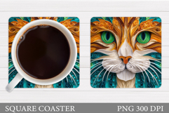 Cute Cat Coaster Design. Cute Cat Sublimation Product Image 1