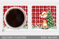 Christmas Giraffe Coaster. Christmas Coaster Sublimation Product Image 1