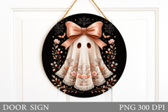 Cute Ghost Door Sign Sublimation. Halloween Door Sign Design Product Image 1