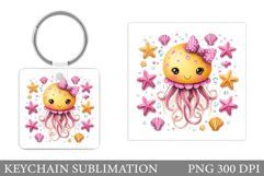 Cute Jellyfish Keychain Design. Jellyfish Sublimation Product Image 1