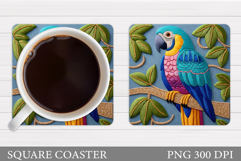 Parrot Square Coaster Design. Parrot Coaster Sublimation Product Image 1