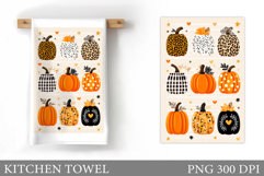 Pumpkin Kitchen Towel. Fall Kitchen Towel Sublimation Product Image 1