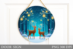 Christmas Deer Door Sign. Christmas Door Sign Sublimation Product Image 1
