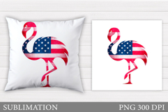 Patriotic Flamingo Pillow. Patriotic Pillow Sublimation Product Image 1
