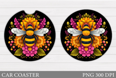 Bee Car Coaster Design. Bee Coaster Sublimation Product Image 1