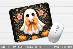 Cute Ghost Mouse Pad Design. Halloween Mouse Pad Sublimation Product Image 1