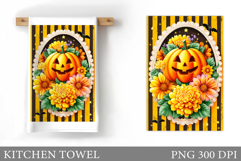 Halloween Pumpkin Kitchen Towel. Halloween Sublimation Product Image 1