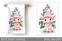 Christmas Cow Kitchen Towel Design. Christmas Kitchen Towel Product Image 1