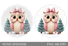 Cute Owl Wind Spinner. Christmas Wind Spinner Sublimation Product Image 1