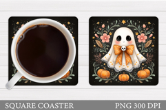 Cute Halloween Coaster Sublimation. Ghost Coaster Design Product Image 1