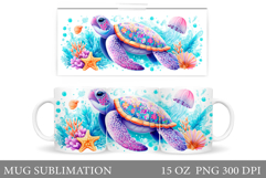 Sea Turtle Mug Sublimation. Sea Turtle Mug Wrap Design Product Image 1