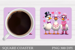 Valentines Goose Coaster. Valentines Coaster Sublimation Product Image 1