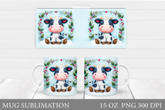 Christmas Cow Mug Design. Christmas Mug Sublimation Product Image 1
