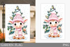 Christmas Cow Garden Flag. Christmas Garden Flag Sublimation Product Image 1