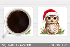 Christmas Owl Coaster Design. Christmas Coaster Sublimation Product Image 1