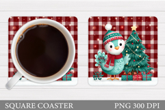 Christmas Peacock Coaster. Christmas Coaster Sublimation Product Image 1
