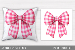 Pink Bow Pillow Design. Pink Bow Sublimation Product Image 1
