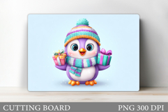 Cute Penguin Cutting Board. Christmas Cutting Board Design Product Image 1