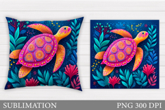 Sea Turtle Pillow Design. Sea Turtle Sublimation Product Image 1