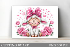 Cute Lamb Cutting Board. Lamb Flowers Cutting Board Design Product Image 1