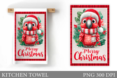 Christmas Parrot Kitchen Towel. Christmas Kitchen Towel Product Image 1
