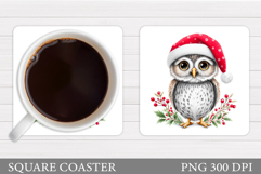 Christmas Owl Coaster Design. Christmas Coaster Sublimation Product Image 1