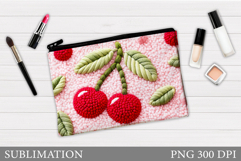 Cherries Cosmetics Bag Sublimation. Cherry Makeup Bag Design Product Image 1