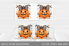 Halloween Pumpkin Mug Design. Halloween Mug Sublimation Product Image 1
