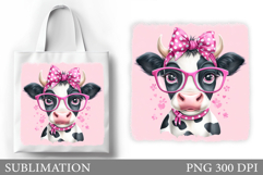Cute Cow Tote Bag Design. Cute Cow Sublimation Product Image 1