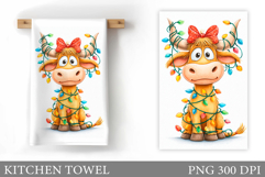 Christmas Cow Kitchen Towel Design. Christmas Kitchen Towel Product Image 1