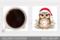 Christmas Owl Coaster Design. Christmas Coaster Sublimation Product Image 1