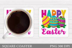 Happy Easter Coaster Design. Easter Coaster Sublimation Product Image 1