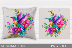 Hummingbird Pillow Design. Hummingbird Sublimation Product Image 1