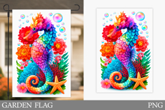 Seahorse Garden Flag. Sea Garden Flag Sublimation Product Image 1