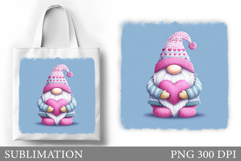 Valentines Gnome Tote Bag. Valentines Gnome Sublimation Product Image 1
