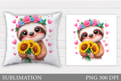 Cute Sloth Pillow Sublimation. Cute Sloth Sublimation Product Image 1