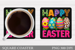 Happy Easter Coaster Design. Easter Coaster Sublimation Product Image 1