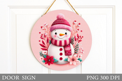 Christmas Snowman Door Sign. Christmas Door Sign Sublimation Product Image 1