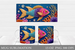 Fish Mug Wrap Design. Fish Mug Sublimation Product Image 1