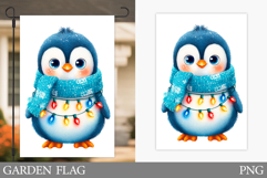 Penguin Garden Flag. Christmas Garden Flag Sublimation Product Image 1