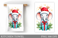 Cute Elephant Kitchen Towel. Christmas Kitchen Towel Design Product Image 1